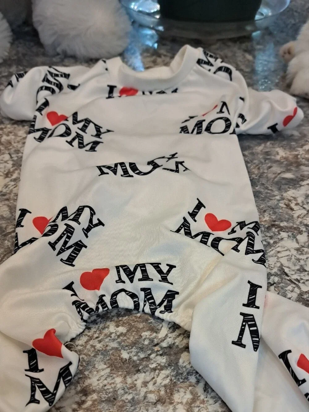 NWT I ♥ My Mom Dog Pajamas - White with Black & Red Print 3 PACK.
